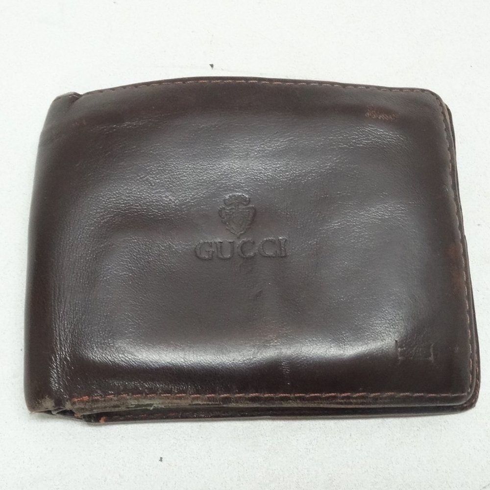 Vintage Gucci 1971 Mens Brown Leather Bi-Fold Wallet
